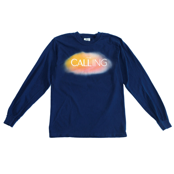 Navy blue long-sleeve shirt with a colorful graphic and 'THE CALLING' text on a white background